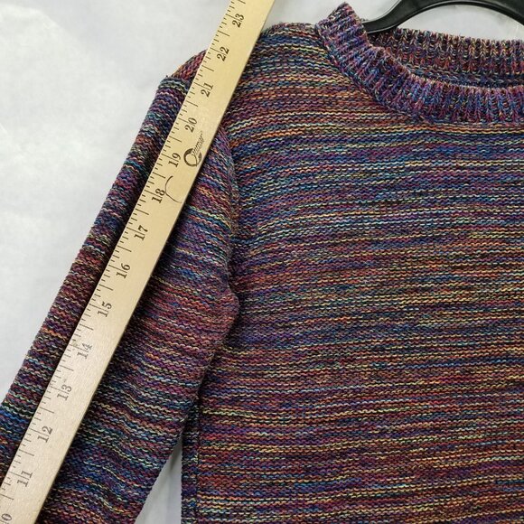 Hakei Pullover Sweater Women’s Small Long Sleeve Crew Neck Reverse Knit Rainbow - Picture 11 of 11